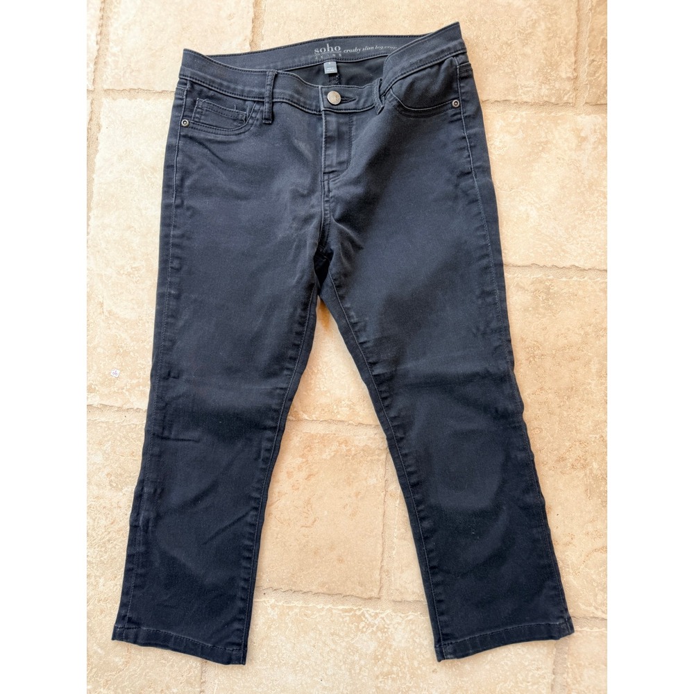 New York & Company Soho Jeans Crosby Slim Leg Crop Black Pants Womens Size 6
